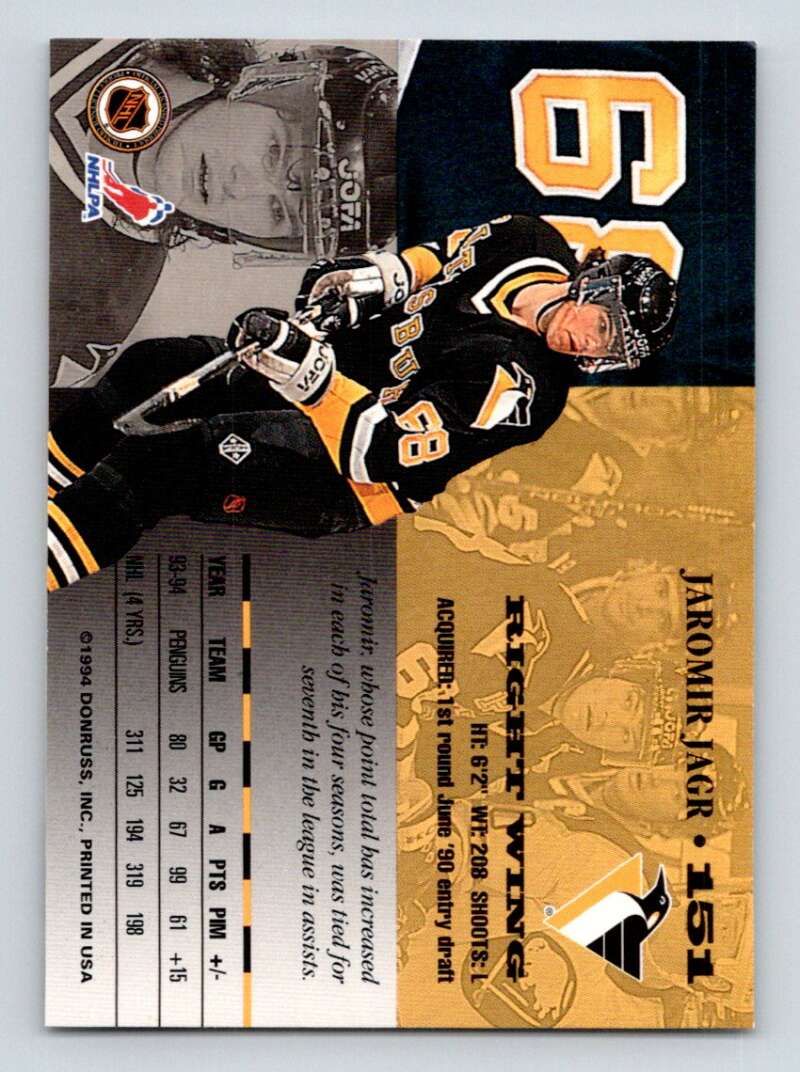 1994-95 Leaf #151 Jaromir Jagr  Pittsburgh Penguins  Image 2