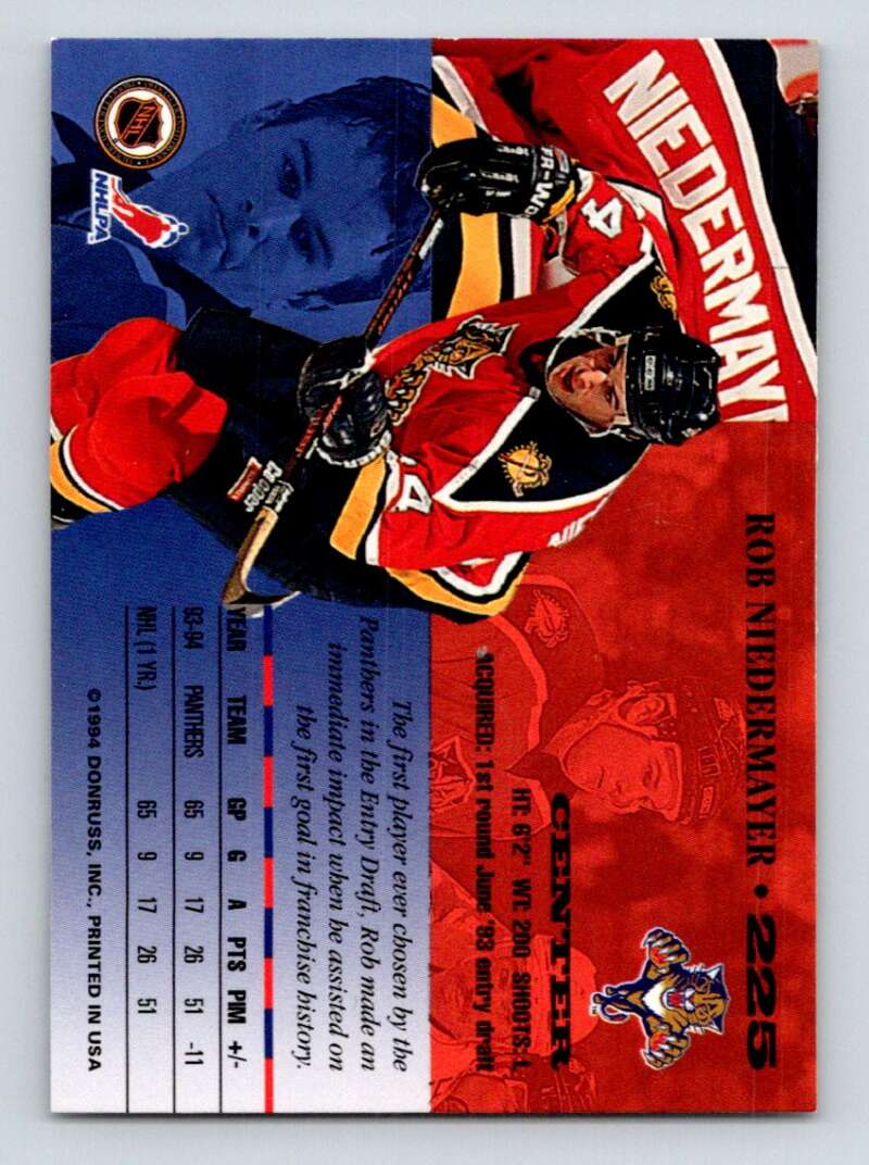 1994-95 Leaf #225 Rob Niedermayer  Florida Panthers  Image 2