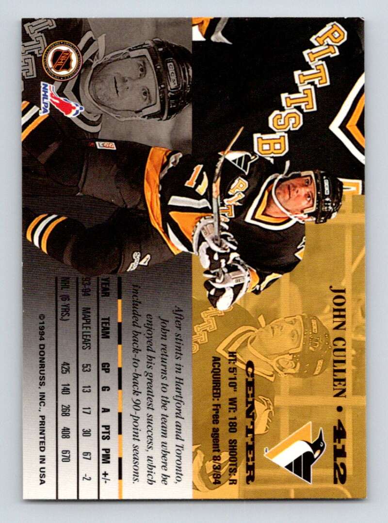 1994-95 Leaf #412 John Cullen  Pittsburgh Penguins  Image 2