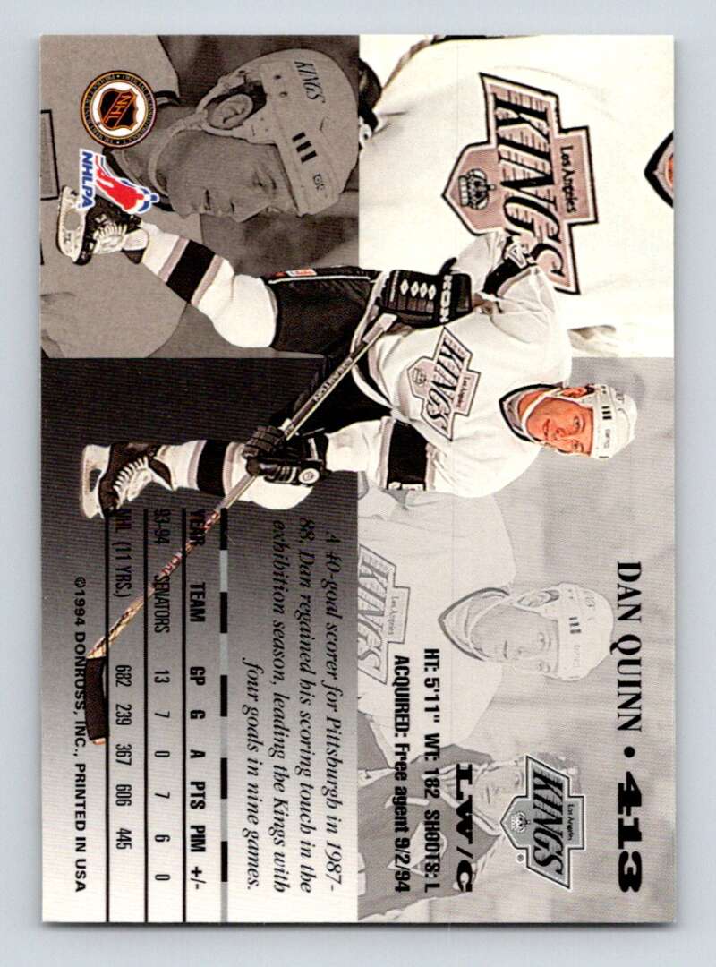 1994-95 Leaf #413 Dan Quinn  Los Angeles Kings  Image 2