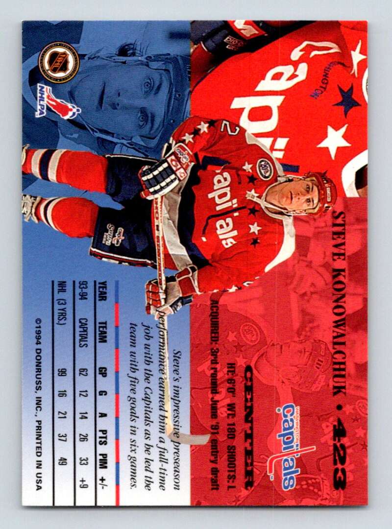 1994-95 Leaf #423 Steve Konowalchuk  Washington Capitals  Image 2