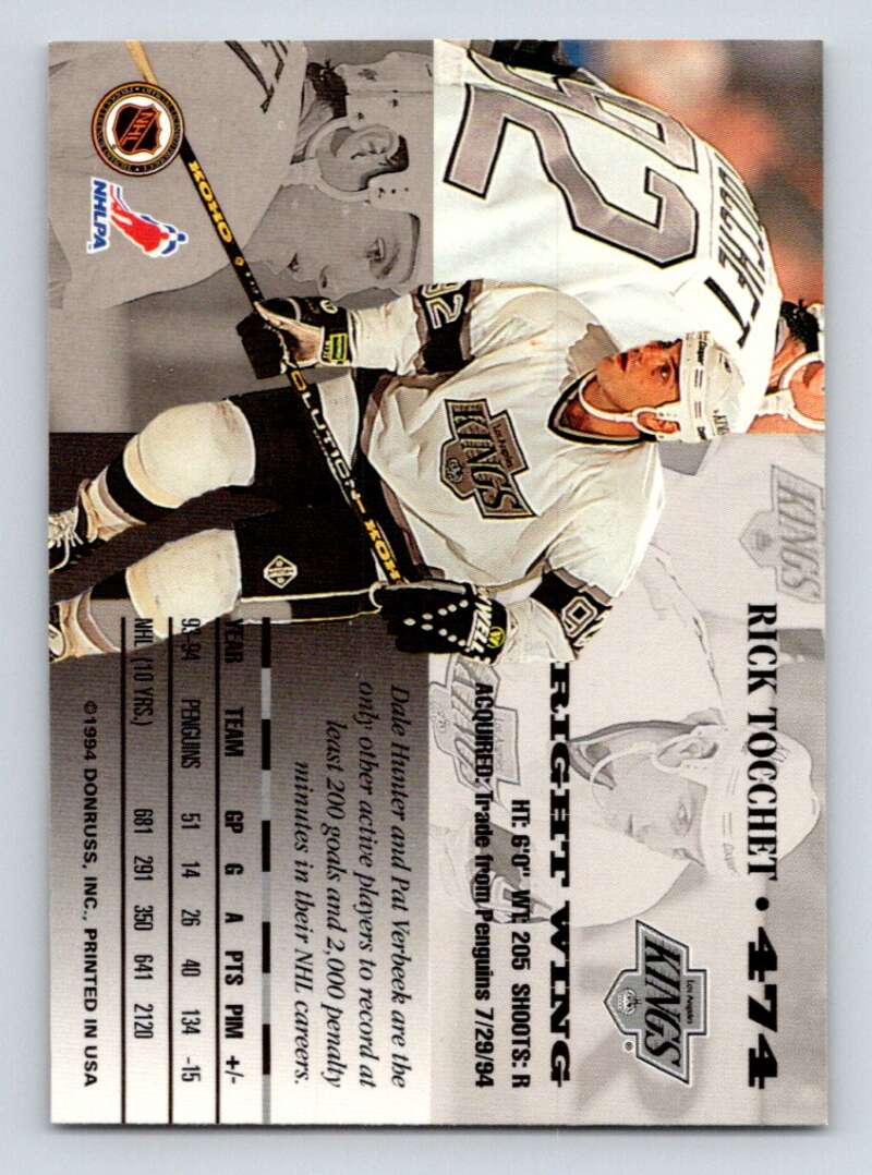 1994-95 Leaf #474 Rick Tocchet  Los Angeles Kings  Image 2