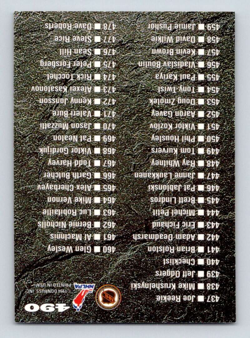 1994-95 Leaf #490 Checklist   Image 2