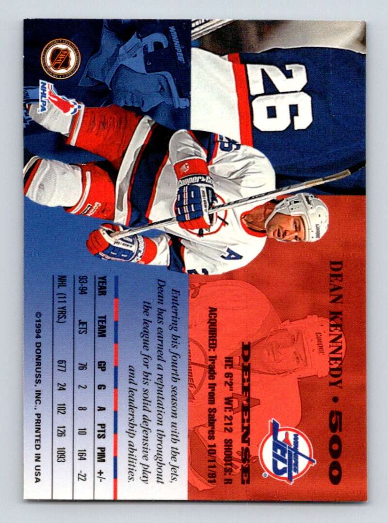 1994-95 Leaf #500 Dean Kennedy  Winnipeg Jets  Image 2