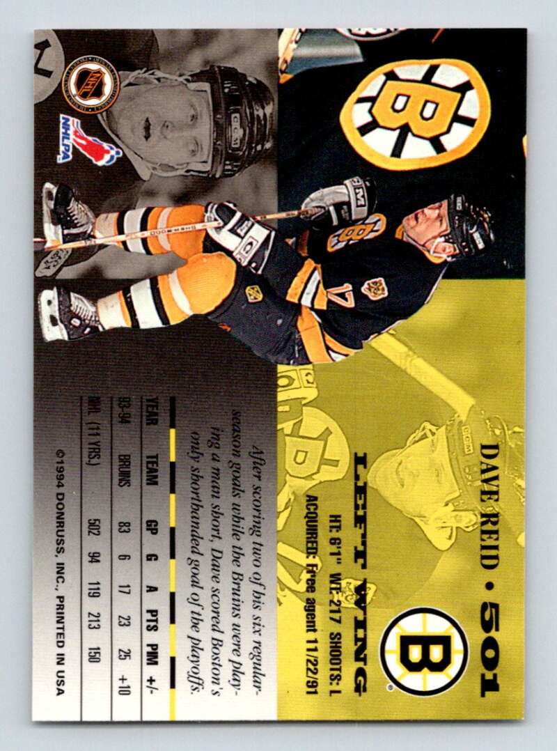 1994-95 Leaf #501 David Reid  Boston Bruins  Image 2