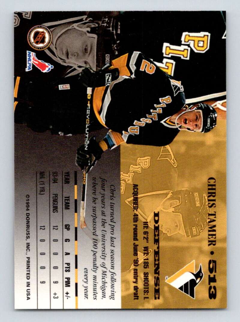 1994-95 Leaf #513 Chris Tamer  RC Rookie Pittsburgh Penguins  Image 2