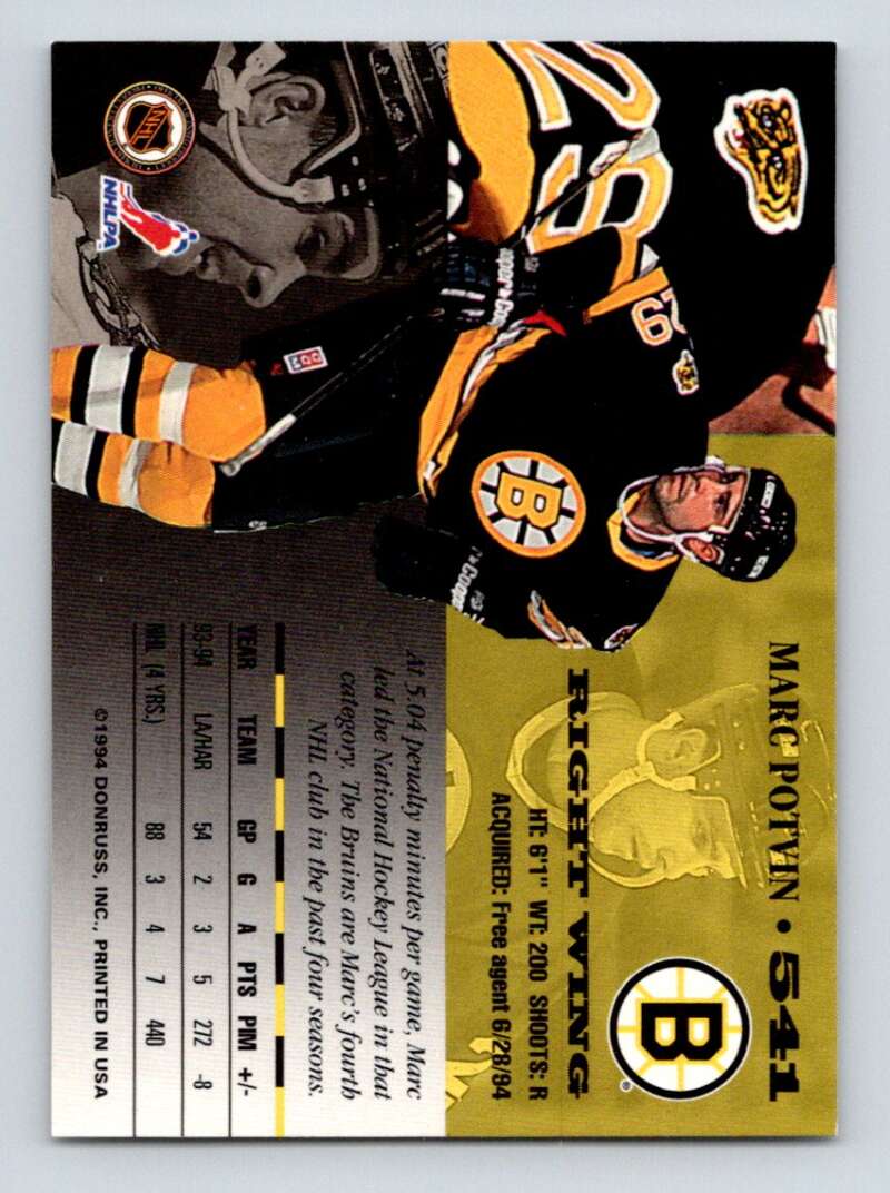 1994-95 Leaf #541 Marc Potvin  Boston Bruins  Image 2