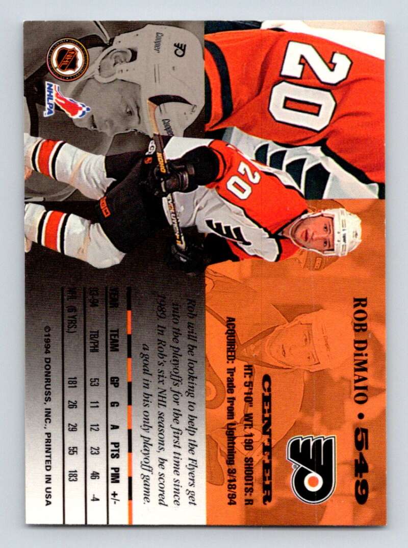 1994-95 Leaf #549 Rob DiMaio  Philadelphia Flyers  Image 2