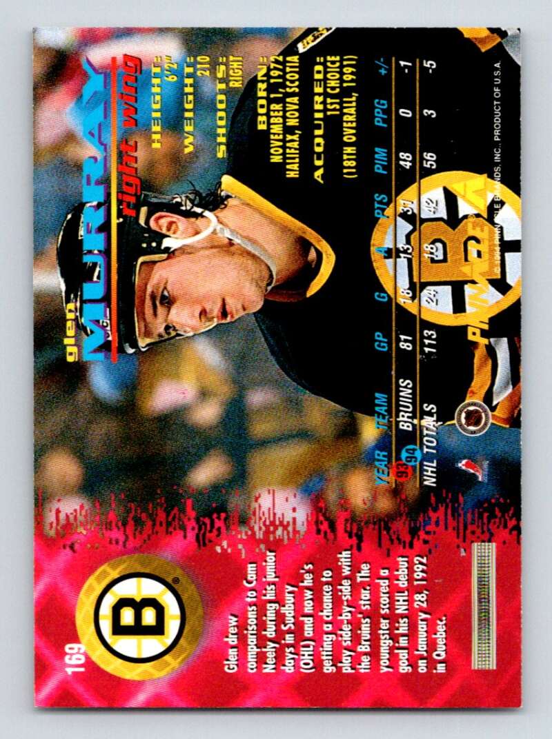 1994-95 Pinnacle #169 Glen Murray  Boston Bruins  Image 2