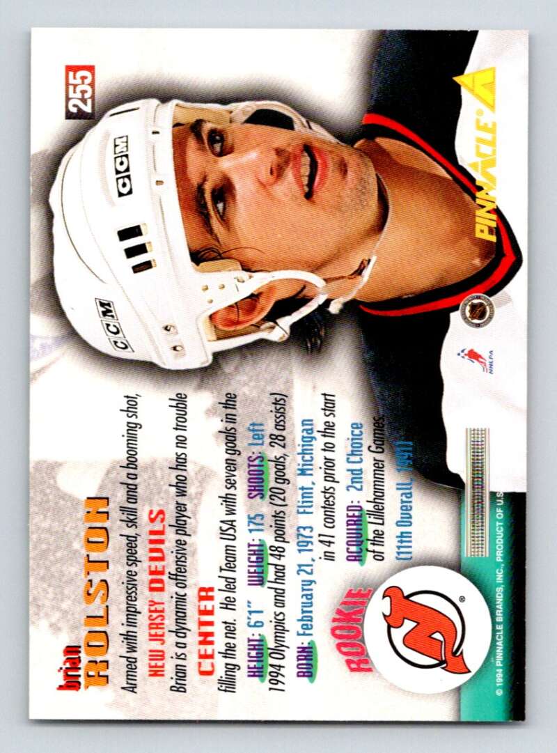 1994-95 Pinnacle #255 Brian Rolston  New Jersey Devils  Image 2