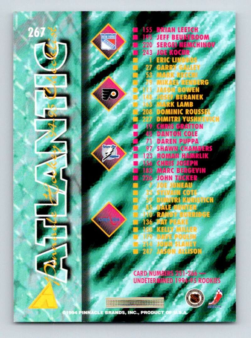 1994-95 Pinnacle #267 Checklist   Image 2