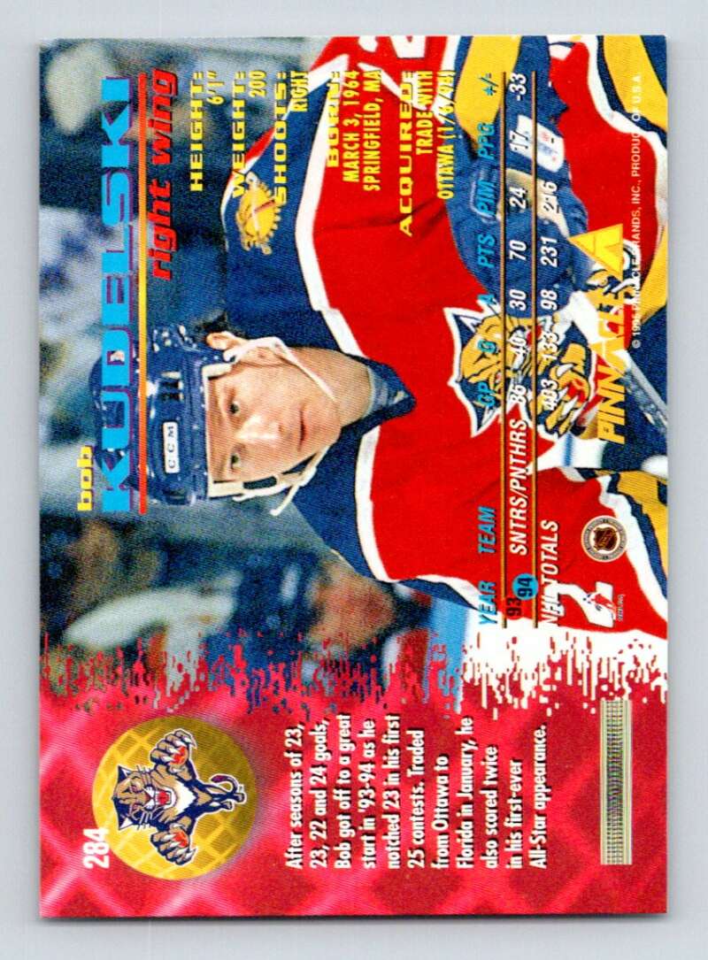 1994-95 Pinnacle #284 Bob Kudelski  Florida Panthers  Image 2
