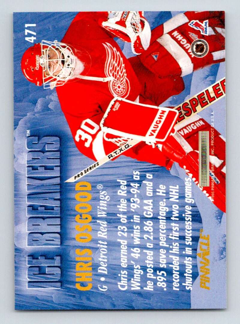 1994-95 Pinnacle #471 Chris Osgood IB  Detroit Red Wings  Image 2