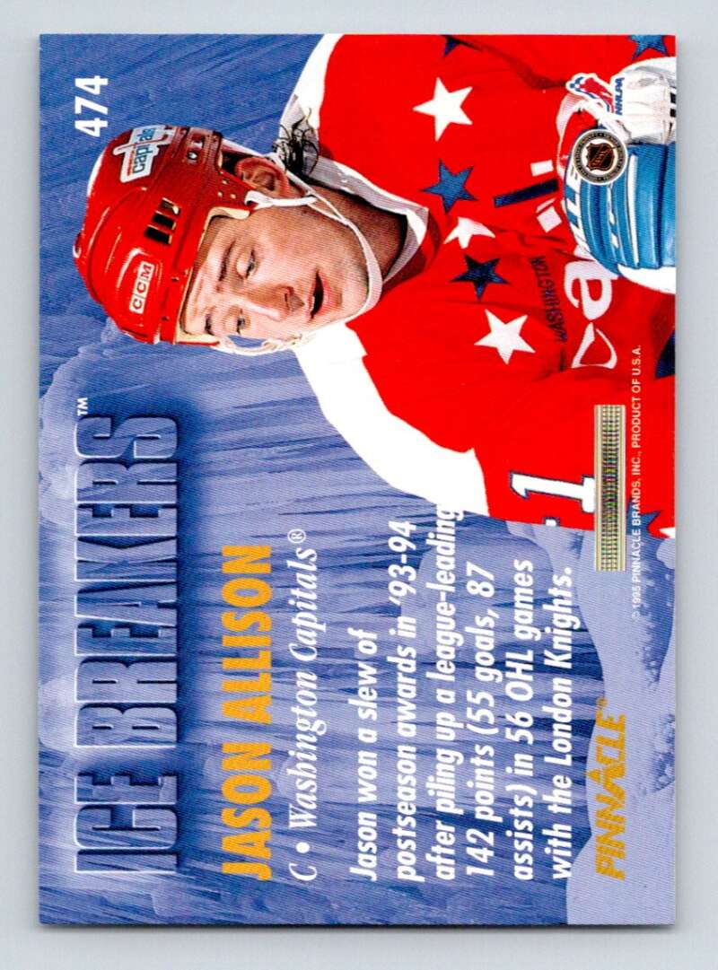 1994-95 Pinnacle #474 Jason Allison IB  Washington Capitals  Image 2