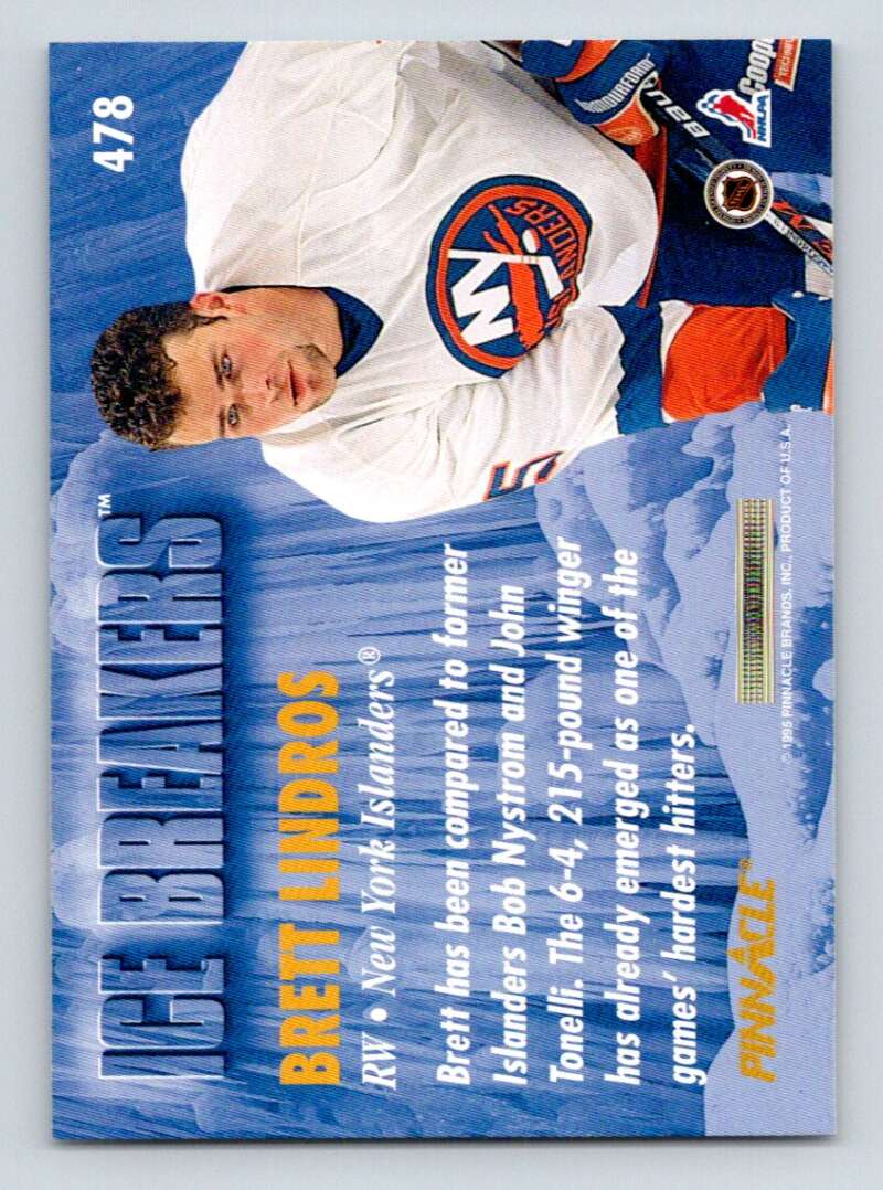 1994-95 Pinnacle #478 Brett Lindros IB  New York Islanders  Image 2