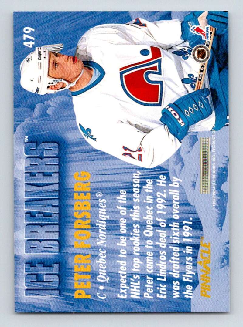 1994-95 Pinnacle #479 Peter Forsberg IB  Quebec Nordiques  Image 2