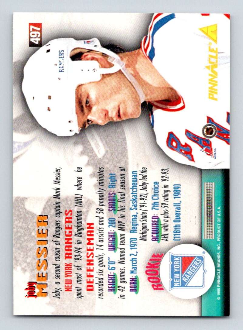1994-95 Pinnacle #497 Joby Messier  New York Rangers  Image 2