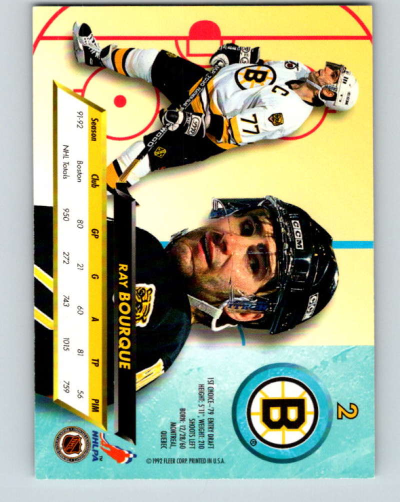 1992-93 Fleer Ultra #2 Ray Bourque  Boston Bruins  Image 2