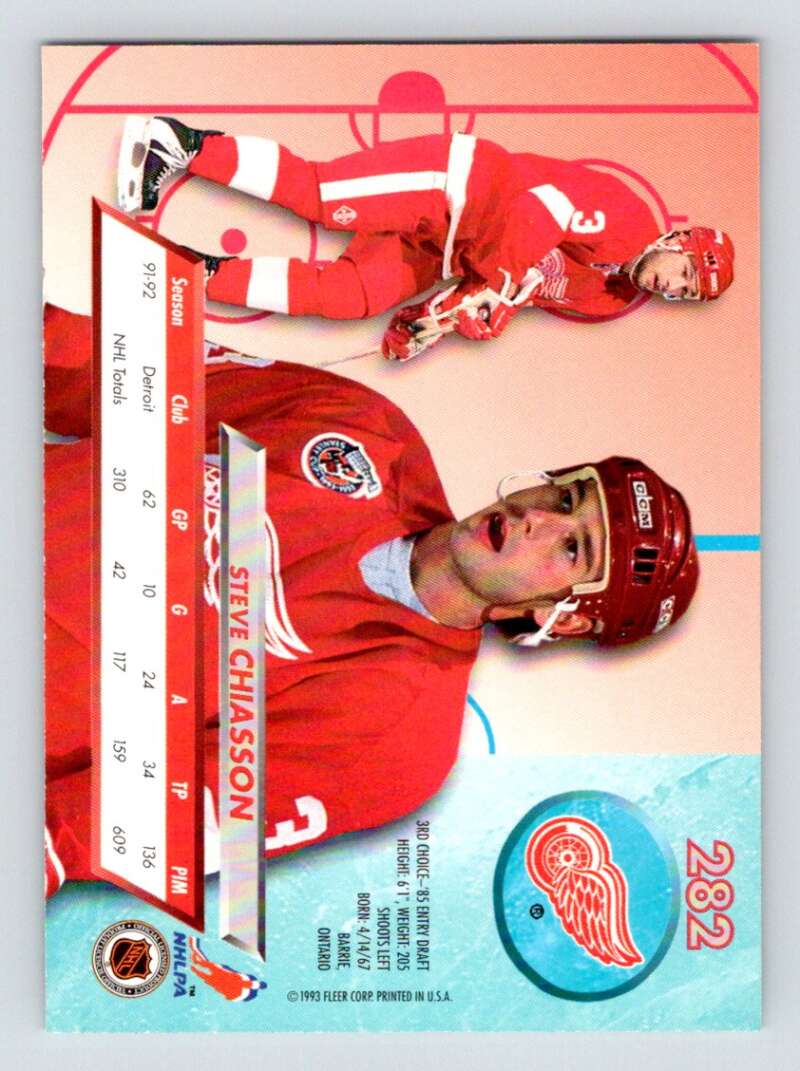 1992-93 Fleer Ultra #282 Steve Chiasson  Detroit Red Wings  Image 2