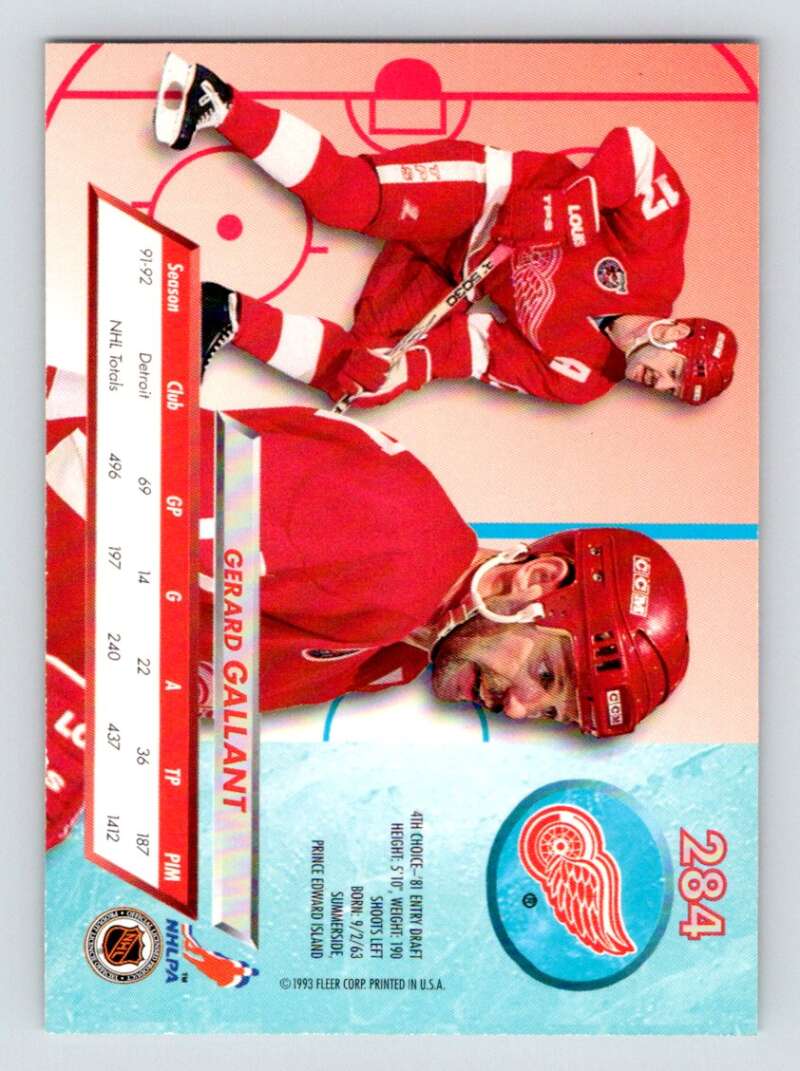 1992-93 Fleer Ultra #284 Gerard Gallant  Detroit Red Wings  Image 2