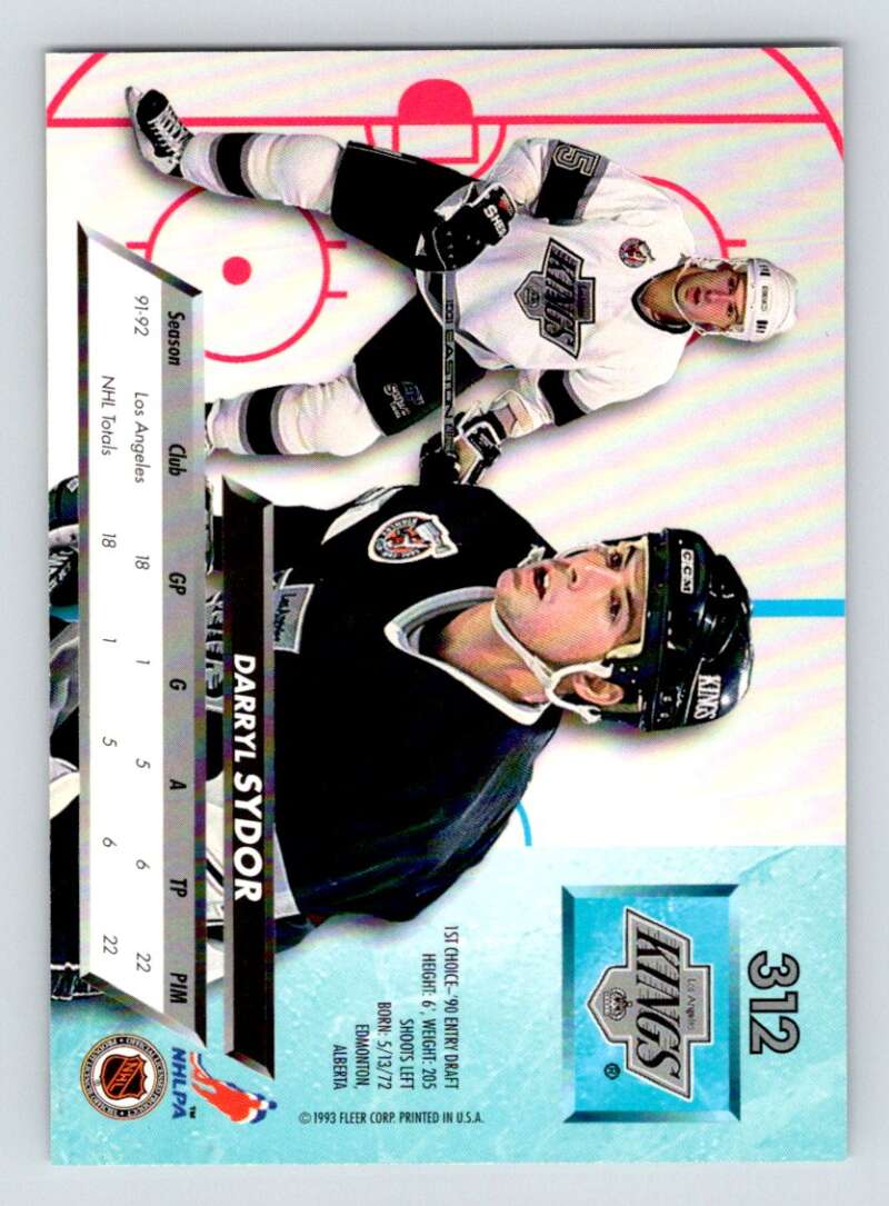 1992-93 Fleer Ultra #312 Darryl Sydor  Los Angeles Kings  Image 2
