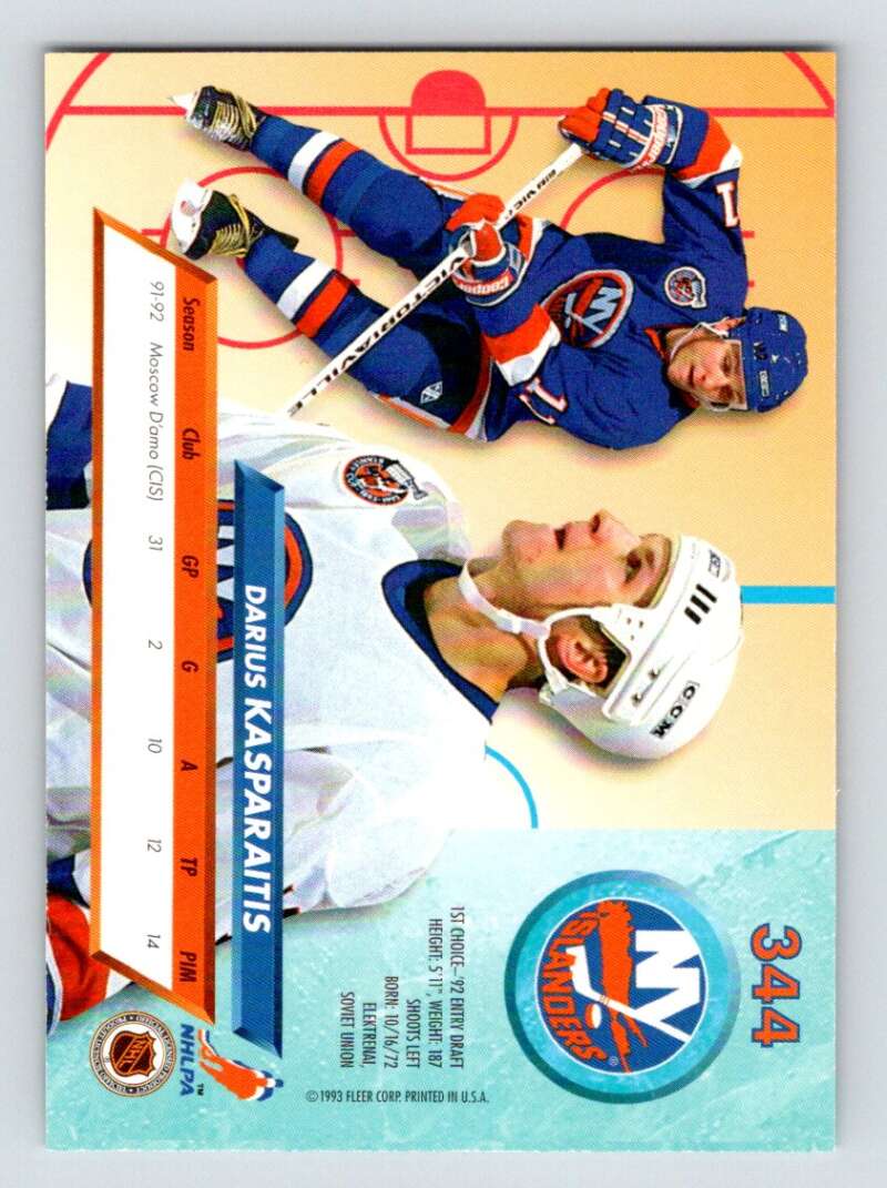 1992-93 Fleer Ultra #344 Darius Kasparaitis  New York Islanders  Image 2