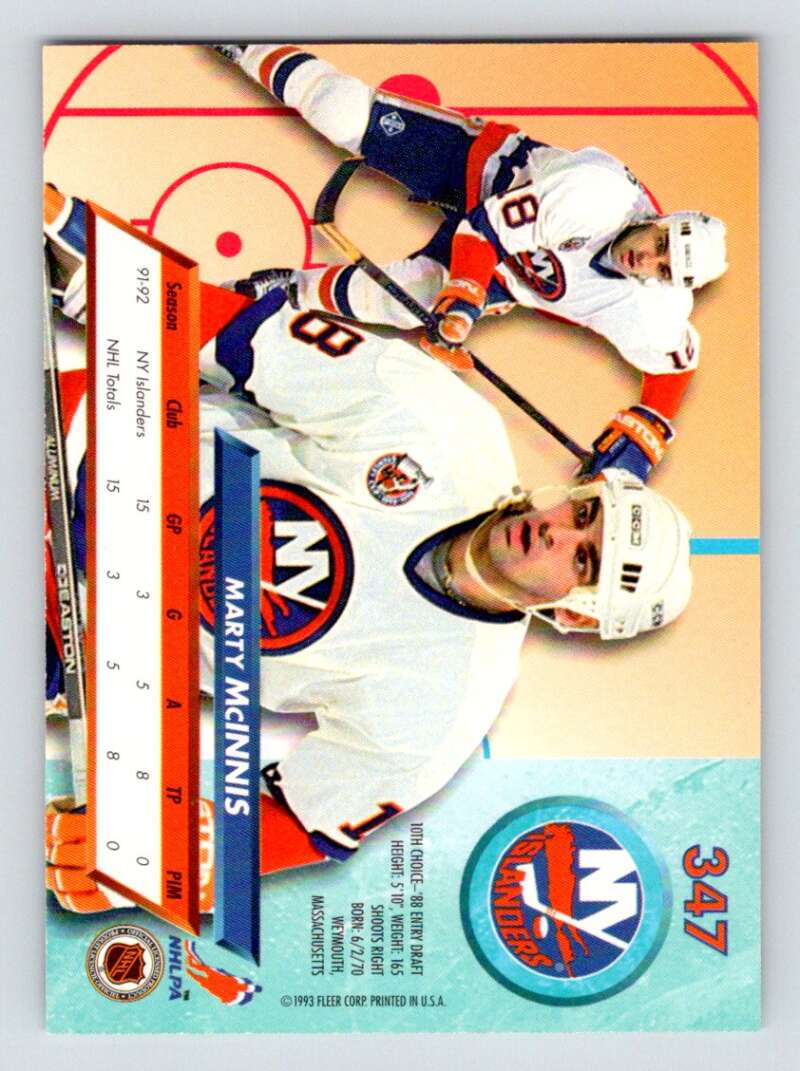 1992-93 Fleer Ultra #347 Marty McInnis  New York Islanders  Image 2