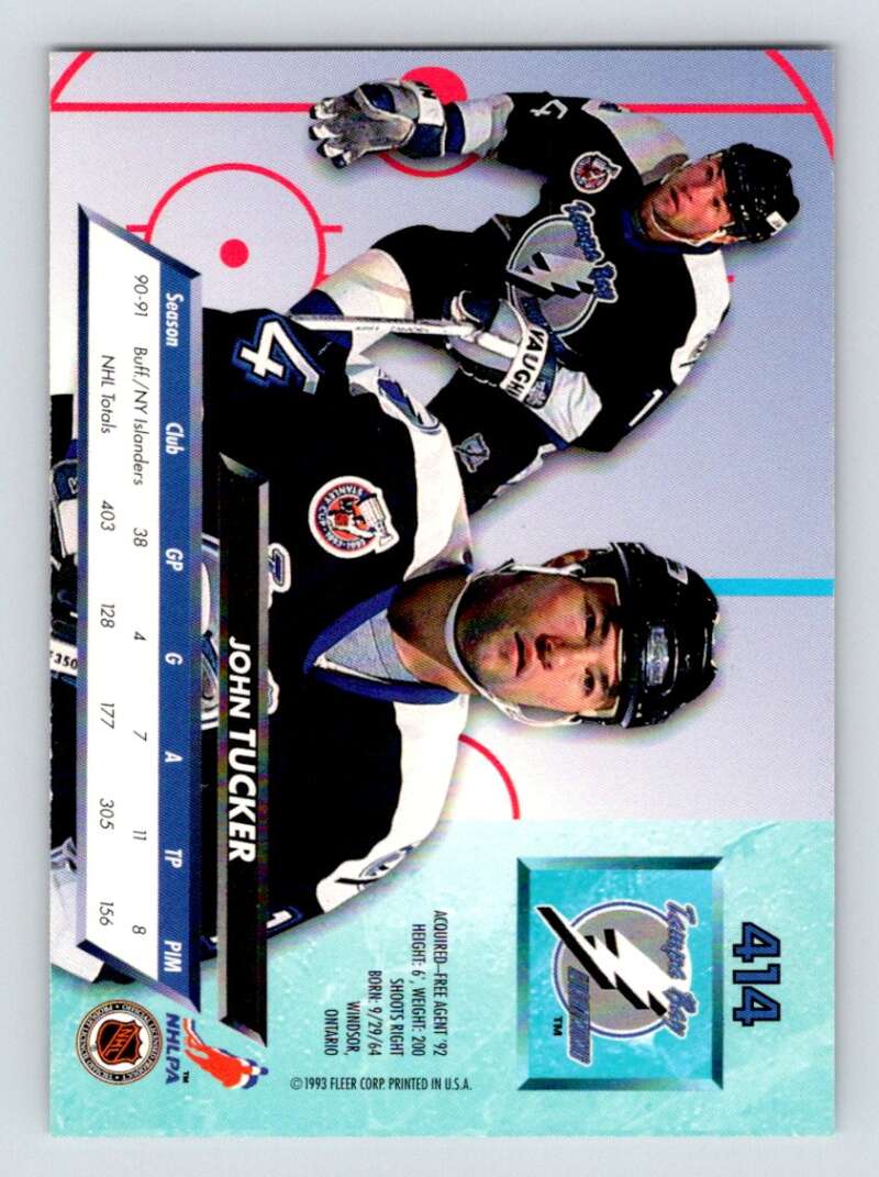 1992-93 Fleer Ultra #414 John Tucker  Tampa Bay Lightning  Image 2