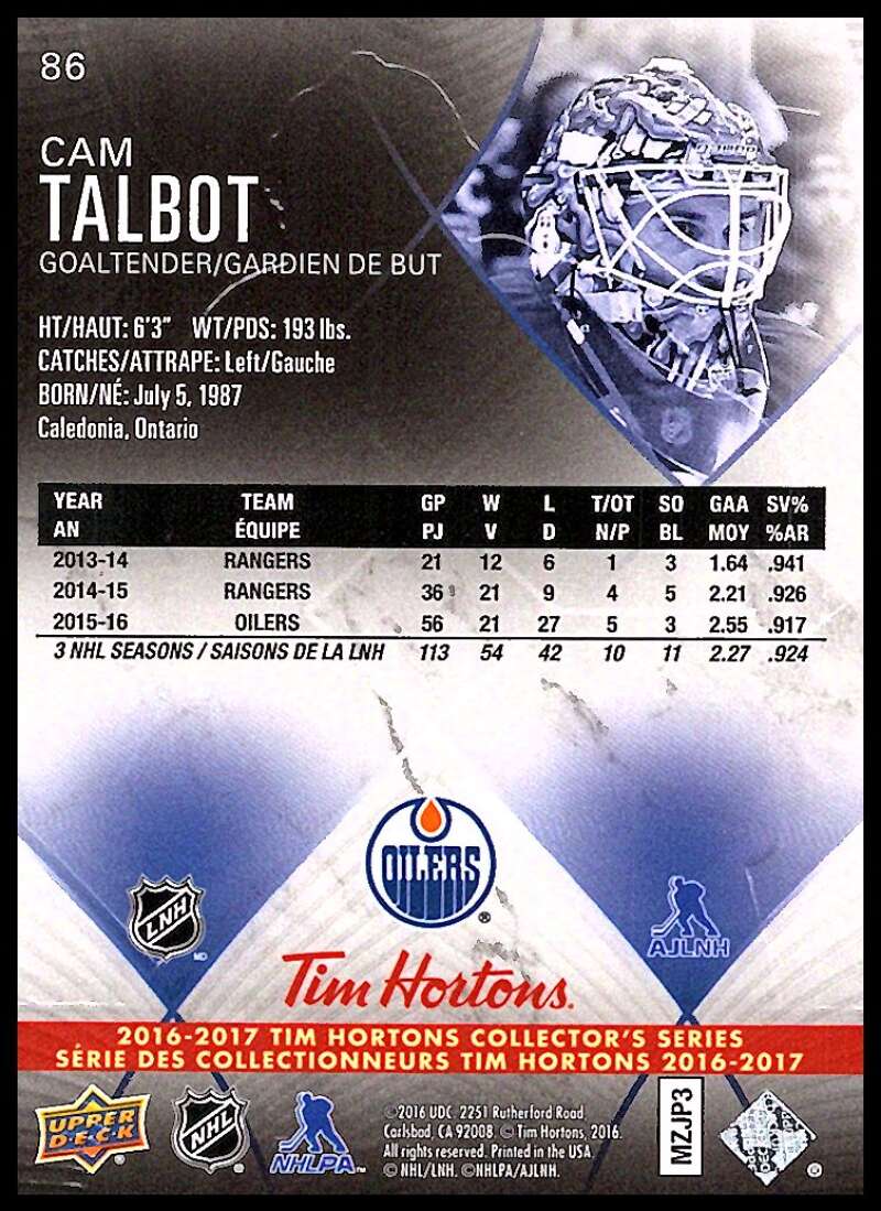 2016-17 Upper Deck Tim Hortons #86 Cam Talbot  Edmonton Oilers  Image 2