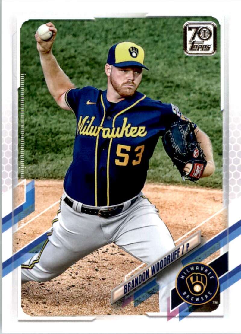 2021 Topps Baseball  #135 Brandon Woodruff  Milwaukee Brewers  Image 1