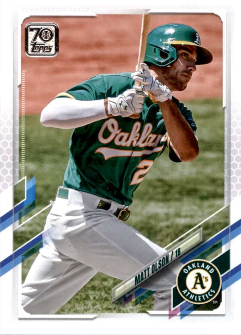 2021 Topps Baseball  #218 Matt Olson  Oakland Athletics  Image 1