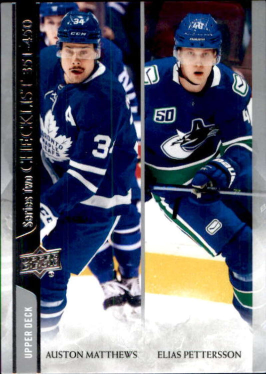 2020-21 Upper Deck Hockey #450 Auston Matthews/Elias Pettersson Leafs/Canucks  Image 1