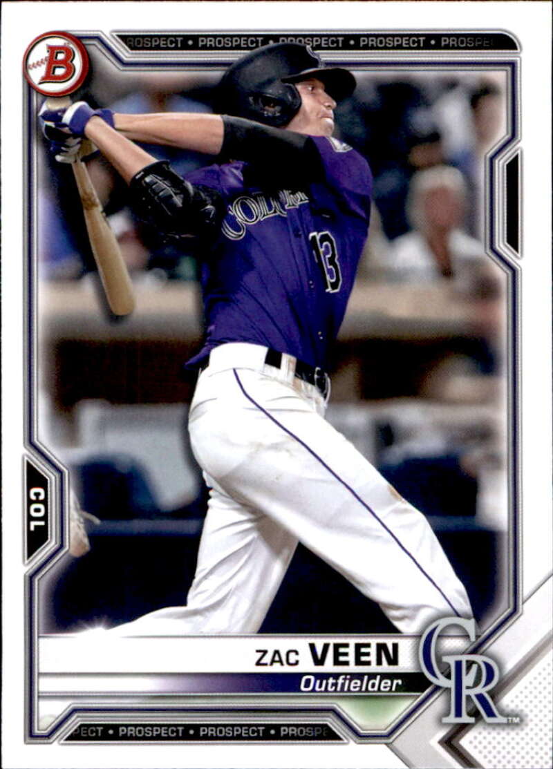 2021 Bowman Prospects #BP-3 Zac Veen  Colorado Rockies  V91625 Image 1