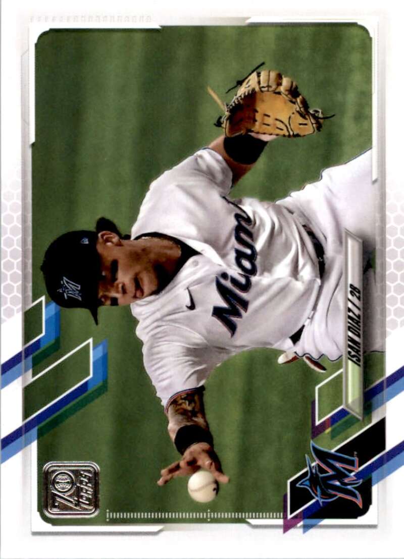 2021 Topps Baseball  #364 Isan Diaz  Miami Marlins  Image 1