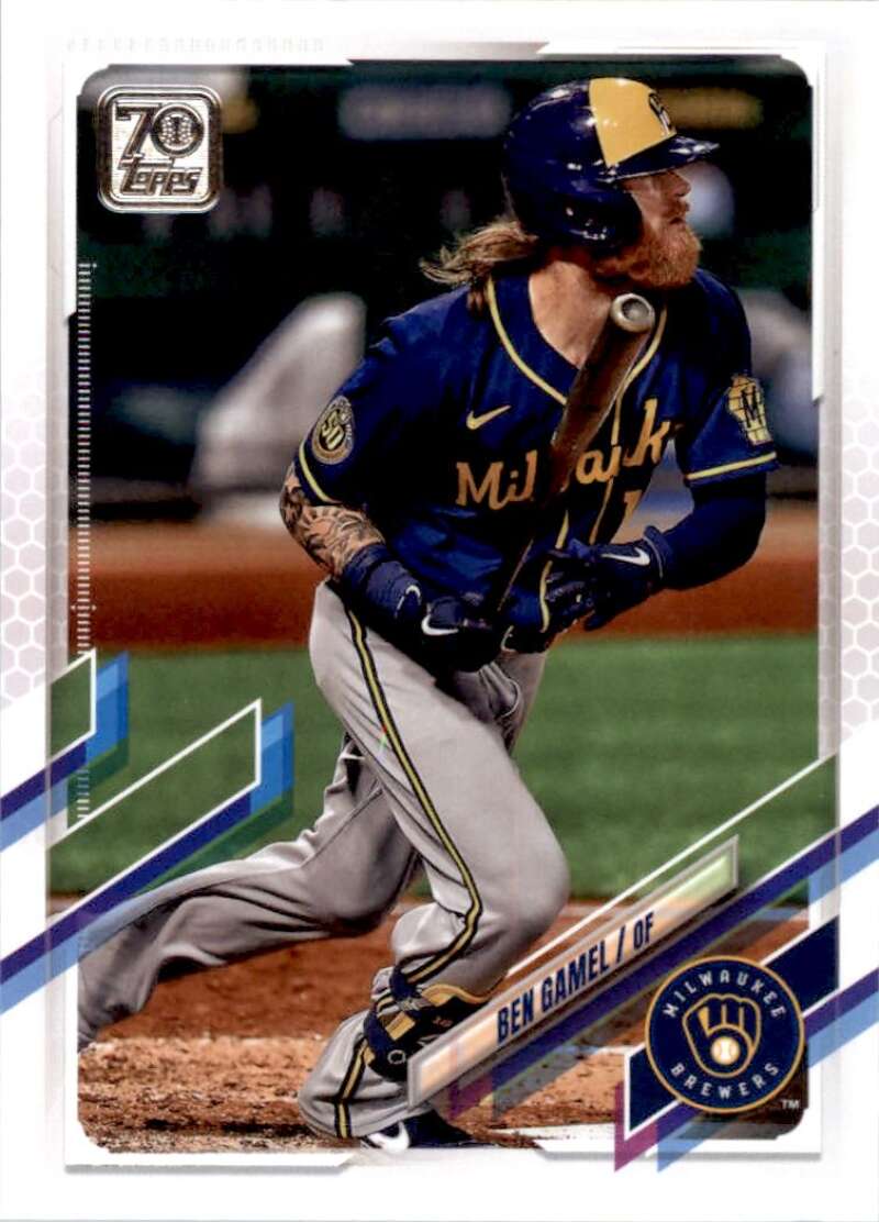 2021 Topps Baseball  #458 Ben Gamel  Milwaukee Brewers  Image 1