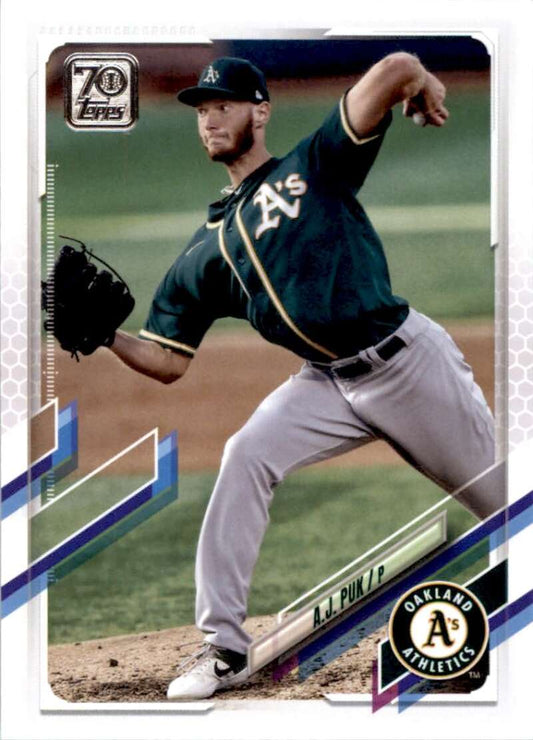 2021 Topps Baseball  #636 A.J. Puk  Oakland Athletics  Image 1