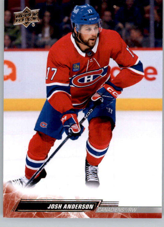 2022-23 Upper Deck Hockey #349 Josh Anderson  Montreal Canadiens  Image 1