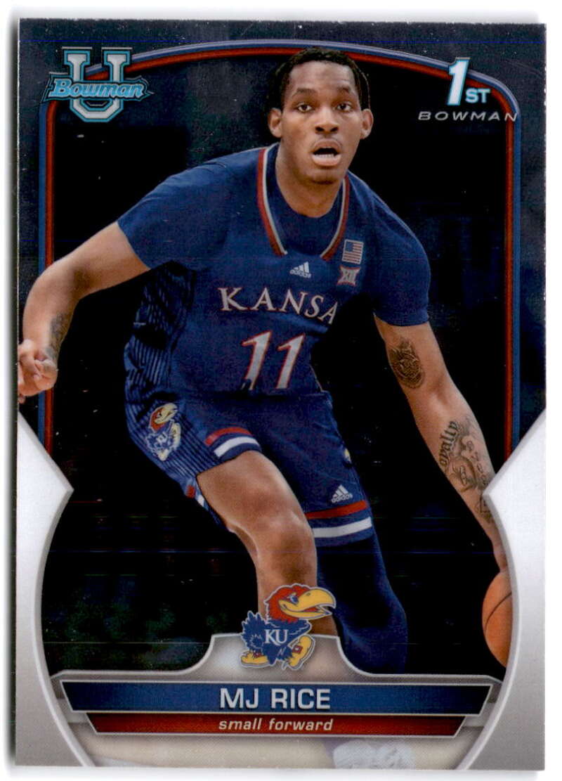 2022-23 Bowman University Chrome Basketball #56 MJ Rice  Bowman  Kansas  V97359 Image 1