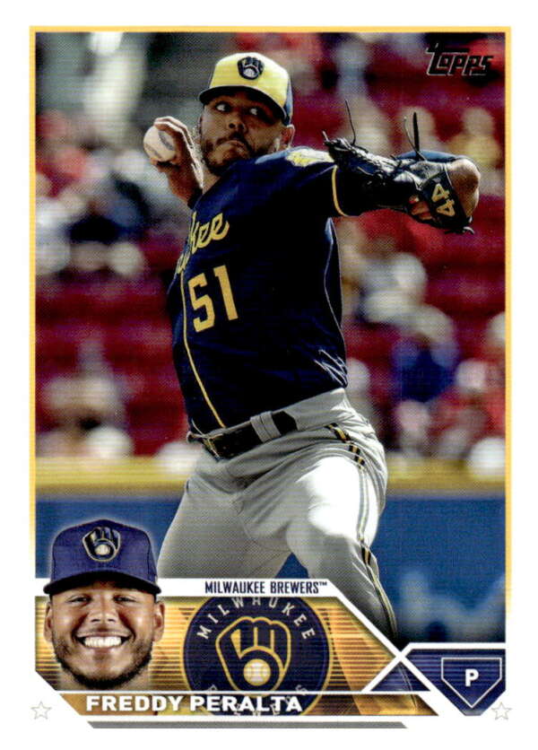 2023 Topps Baseball  #353 Freddy Peralta  Milwaukee Brewers  Image 1