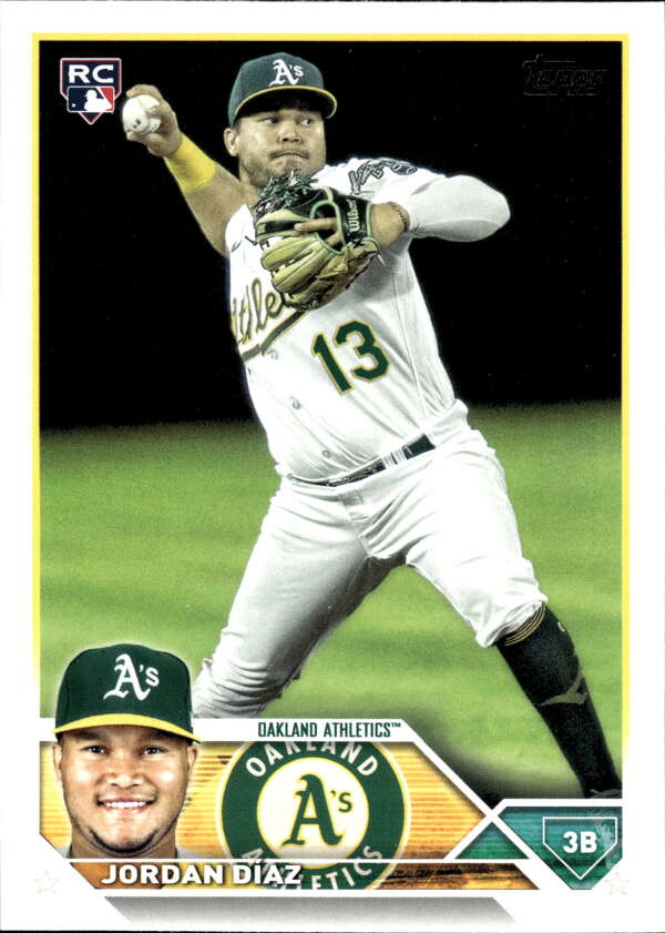 2023 Topps Baseball  #423 Jordan Diaz  RC Rookie Oakland Athletics  Image 1