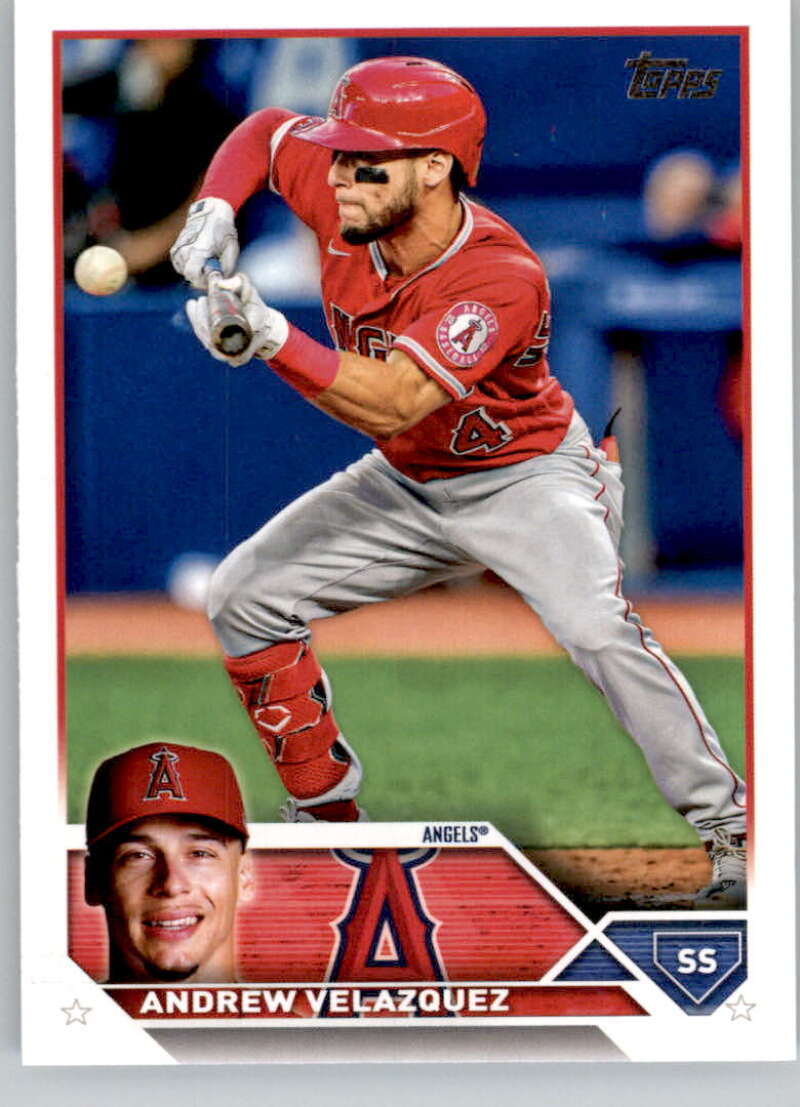 2023 Topps Baseball  #605 Andrew Velazquez  Los Angeles Angels  Image 1