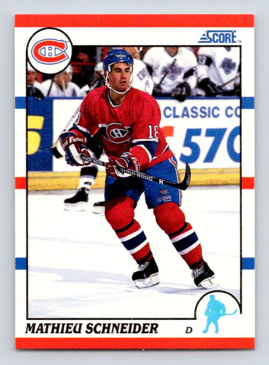 1990-91 Score American #127 Mathieu Schneider  RC Rookie Canadiens  Image 1