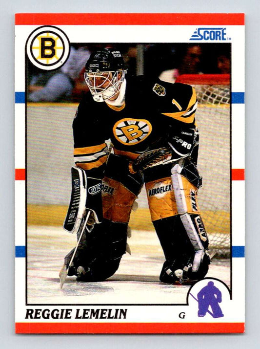 1990-91 Score American #159 Reggie Lemelin  Boston Bruins  Image 1