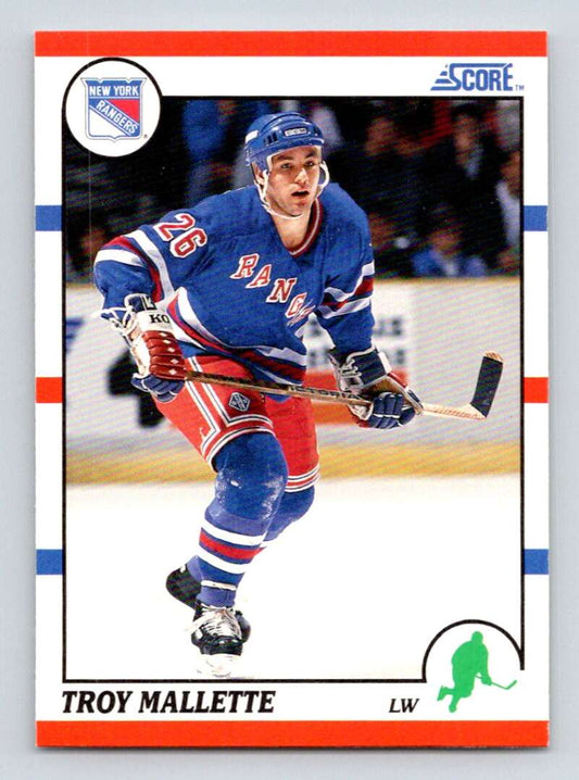 1990-91 Score American #288 Troy Mallette  RC Rookie New York Rangers  Image 1