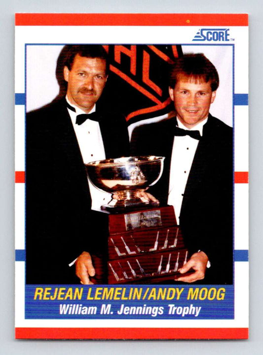 1990-91 Score American #365 Reggie Lemelin/Andy Moog TR  Boston Bruins  Image 1
