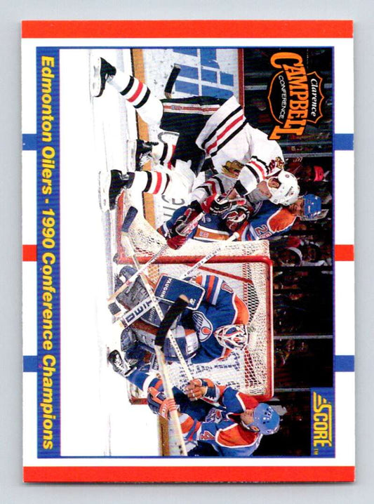 1990-91 Score American #369 Edmonton Conference champions Oilers  Image 1