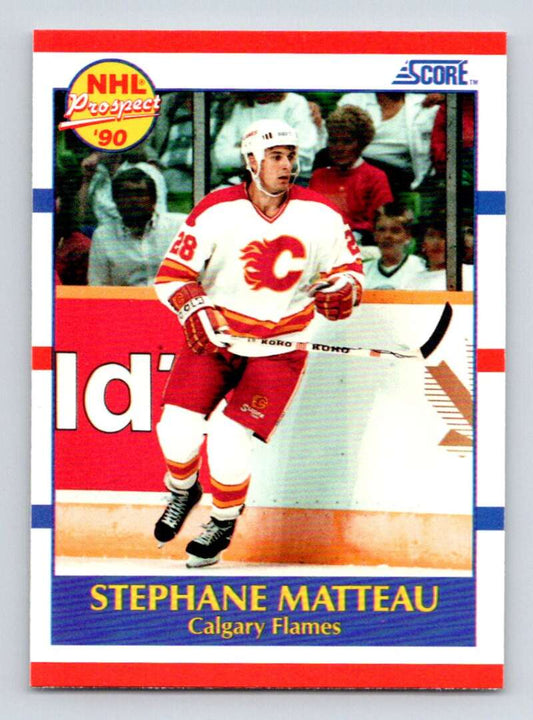 1990-91 Score American #381 Stephane Matteau  RC Rookie Calgary Flames  Image 1