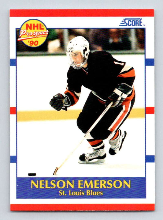 1990-91 Score American #383 Nelson Emerson  RC Rookie St. Louis Blues  Image 1