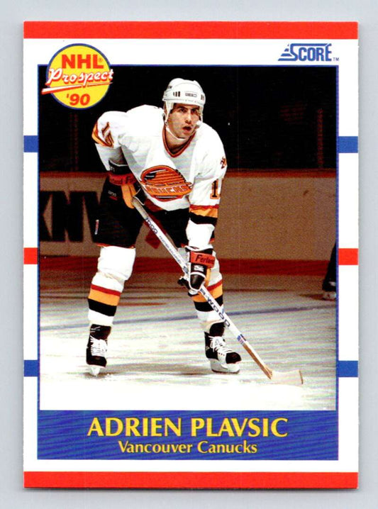 1990-91 Score American #394 Adrien Plavsic  RC Rookie Vancouver Canucks  Image 1