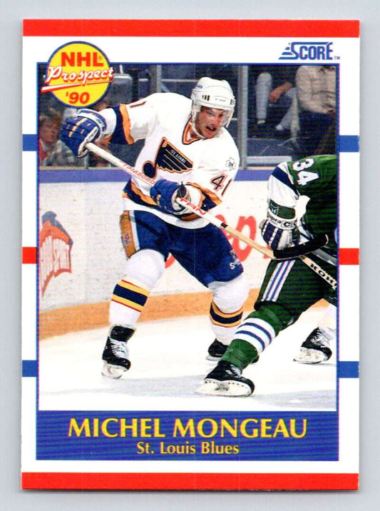 1990-91 Score American #395 Michel Mongeau  RC Rookie St. Louis Blues  Image 1